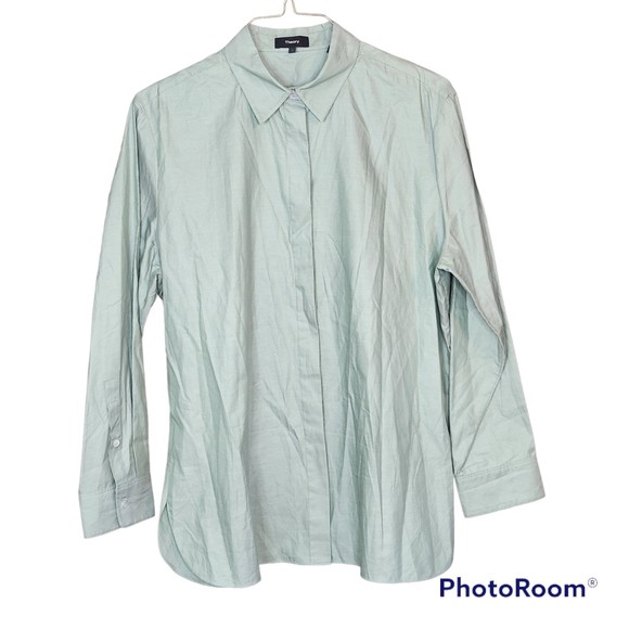 Theory Men’s Casual Lightweight Plain Button Down Shirt Size Large - Picture 1 of 4